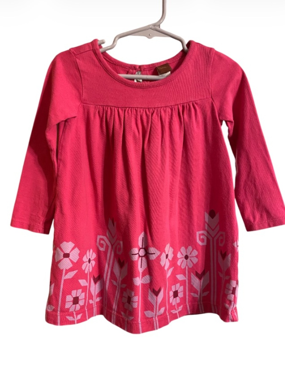 Tea Collection Pink Floral Long-Sleeve Dress Size 18-24 months